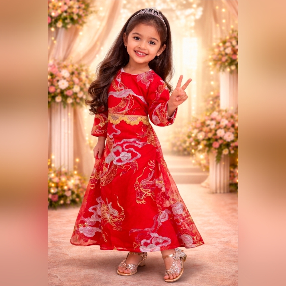 Indian pakistani party wear maxi .Red Maxi
